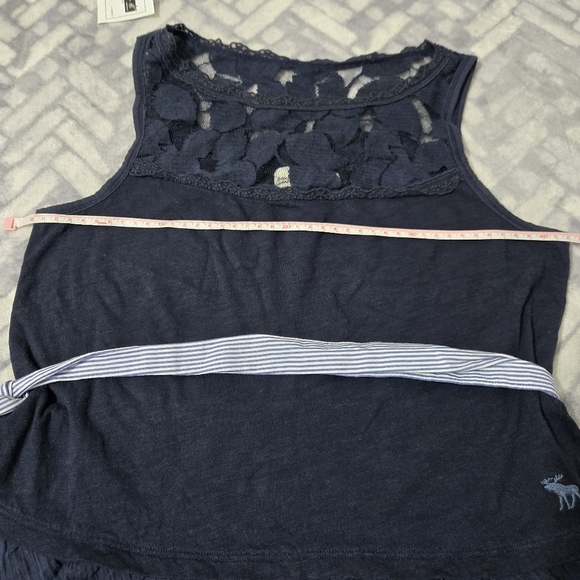 Abercrombie & Fitch Womens Crop Top sz S Blue Sleeveless Lace tie-waist - Picture 7 of 9